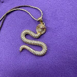 Gold CZ Cobra Pendant